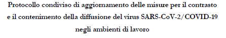 Aggiornamento protocollo anti contagio covid-19 2021 Aggiornamento protocollo anti contagio covid-19 2021
