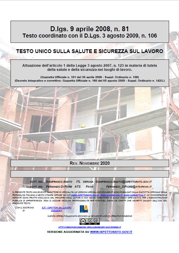 Testo Unico 81/08 edizione aggiornata a Novembre 2020