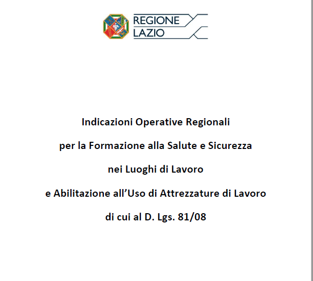 Regione Lazio: nuove indicazioni operative per la formazione