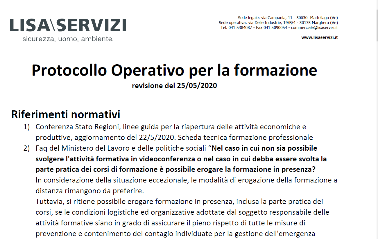 Formazione in ambito sicurezza DPCM 2/3/2021 Formazione in ambito sicurezza DPCM 2/3/2021