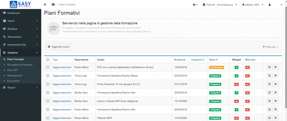 scadenze e sicurezza Easy Safety Reminder Lisa Servizi