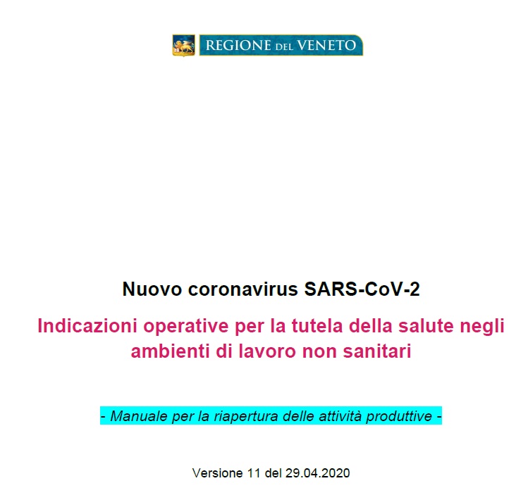 manuale per la riapertura delle attività produttive Regione Veneto