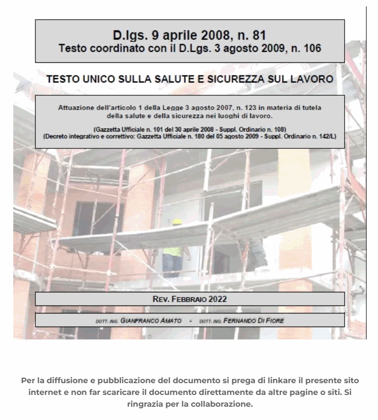 Testo Unico Sicurezza edizione Febbraio 2022 (a cura degli Ingg. Amato e Di Fiore)