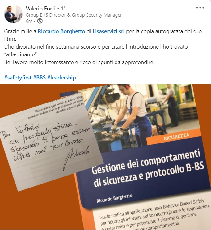 libro sulla gestione dei comportamenti e Behavior Based Safety